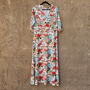 Measeor Short Sleeve Floral Maxi Dress Size XXL